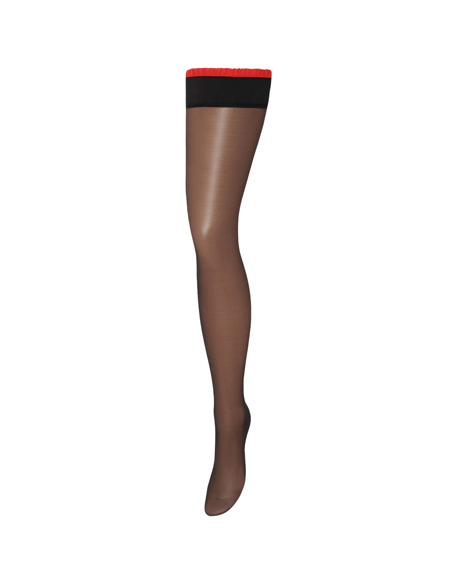 BLUEBELLA Ruffle Top/Plain Leg Hold Ups Black/Red - Image 5
