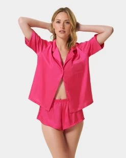 BLUEBELLA Alma Luxury Satin Short Pyjama Set Fuchsia Pink