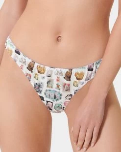 BLUEBELLA BB X Ashley Williams Kitten Print Luxury Satin Thong