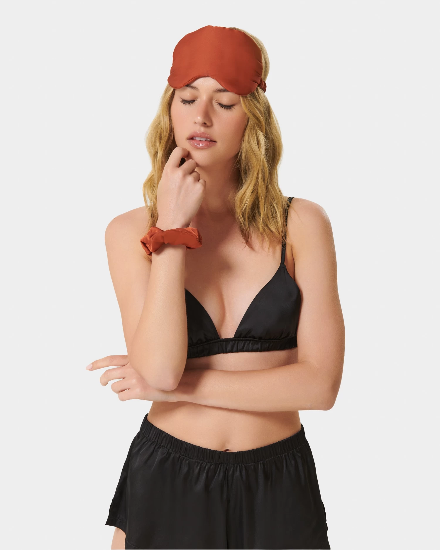 BLUEBELLA Saskia Luxury Satin Eye Mask Baked Clay - Image 2