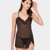 BLUEBELLA Trista Short Chemise And Thong Set Black