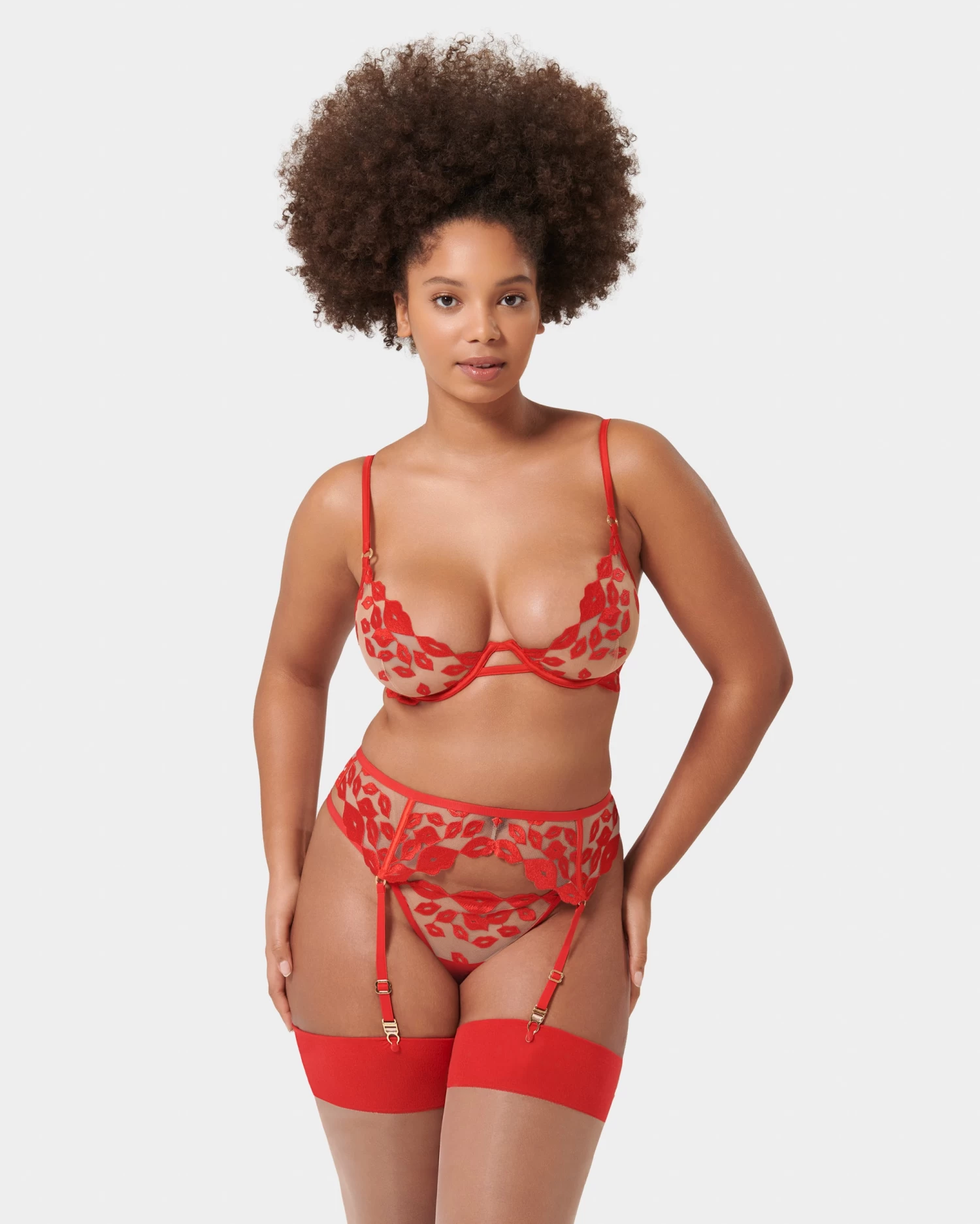 BLUEBELLA Marian Suspender Red/ Sheer - Image 12