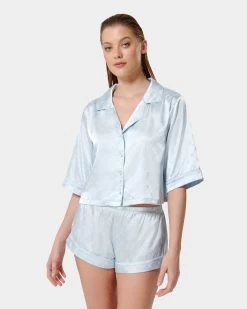 BLUEBELLA Helene Luxury Satin Short Pyjama Set Ice Water Blue